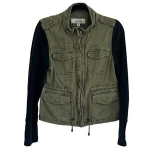 Sebby Military Utility Jacket Sweatshirt Medium Olive Army Green 90s Grunge